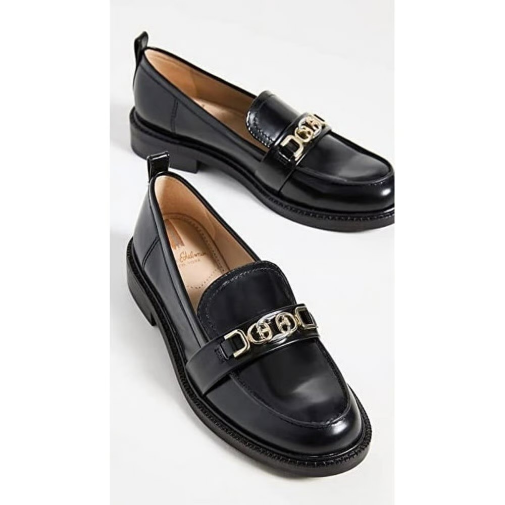 Sam Edelman Christy Black Bit Loafers Gold Hardware Size 5.5 M